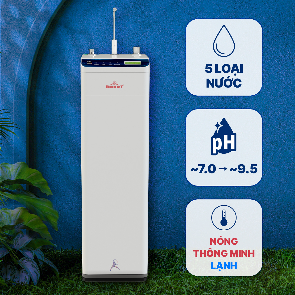 Máy Lọc Nước R.O Hydrogen Kiềm Nóng Thông Minh Lạnh ROBOT HydroElite-9 - Hàng Chính Hãng