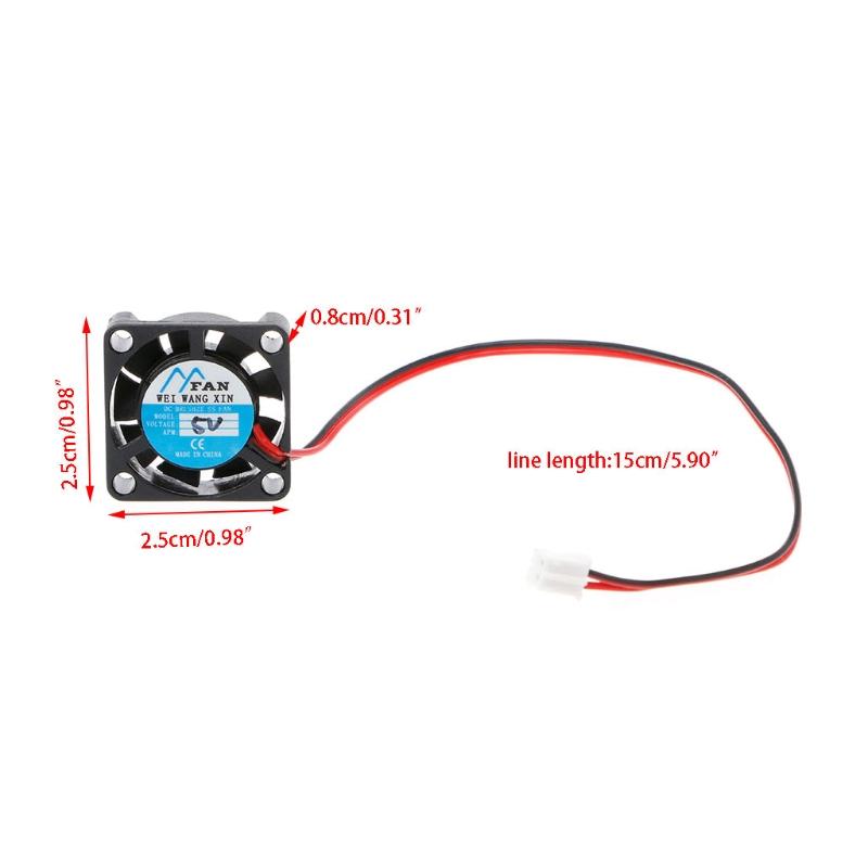 25x25x7mm DC 5V 12V 2 Chân Không Chổi Than Chipset Tản Nhiệt Quạt Làm Mát Mini 2507