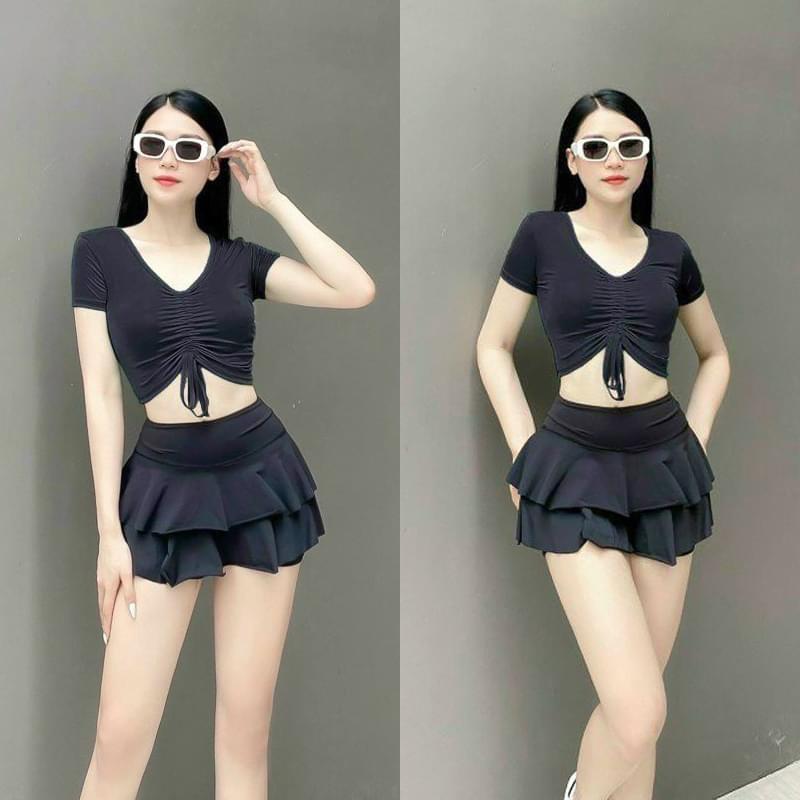 BIKINI ĐỒ BƠI ĐI BIỂN ÁO RÚT NGỰC CHÂN VÁY 2 TẦNG MẪU MỚI ODERI 009