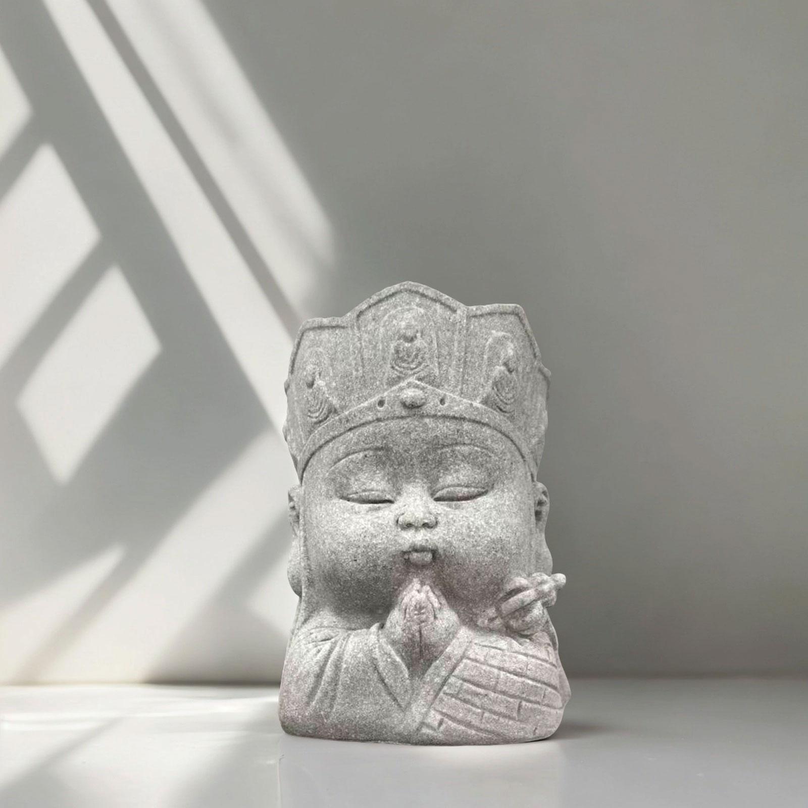 Buddha Monk Statue Tea Pet Ornament Ornament Antique Buddha Sculpture Sitting Buddha Statue for Office Tabletop Indoor Outdoor Car Dashboard