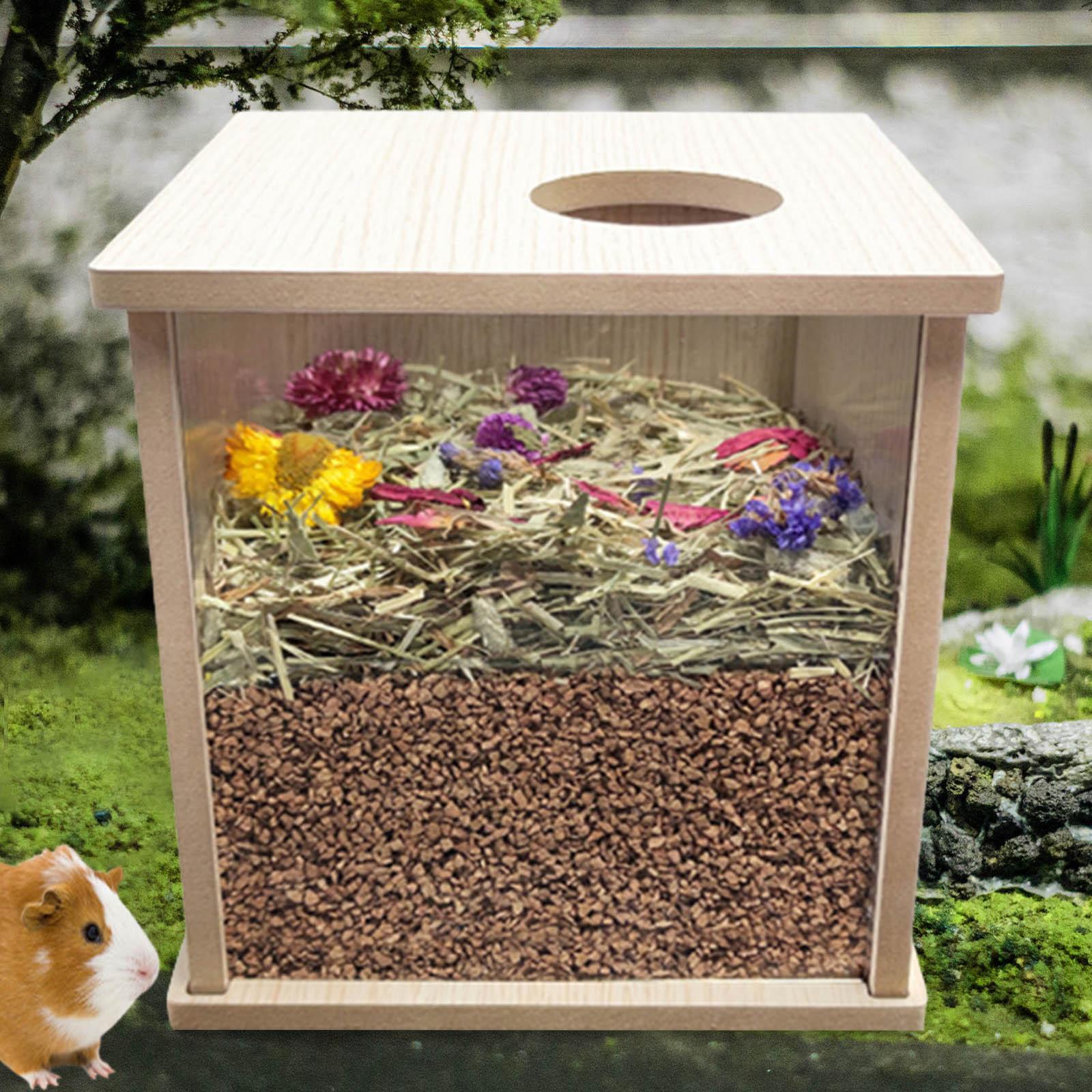 Hamster Wooden Cage Rats Bed Pets Rest Playing Dwarf Hamster Acrylic Habitat