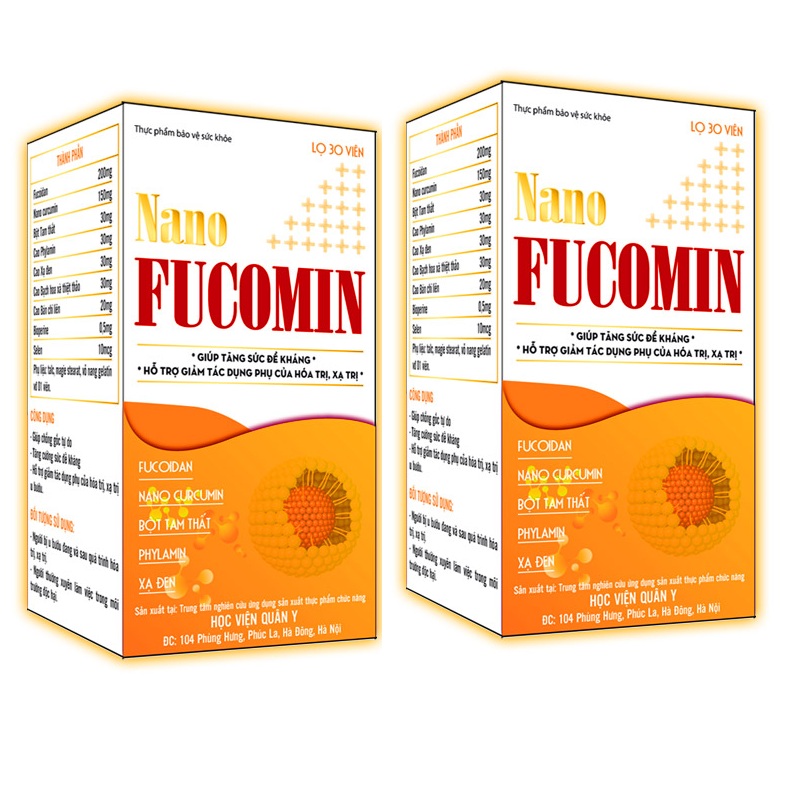 Combo 2 Thực phẩm chức năng hộp viên uống tăng đề kháng Giúp hỗ trợ chống gốc tự do Nano fucomin học viện quân y