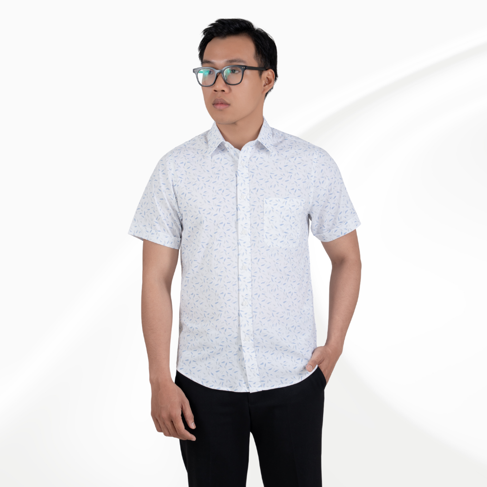 Áo sơ mi nam trắng họa tiết vệt xanh xám GENTITI By Thái Tuấn - 1C813HAKT121