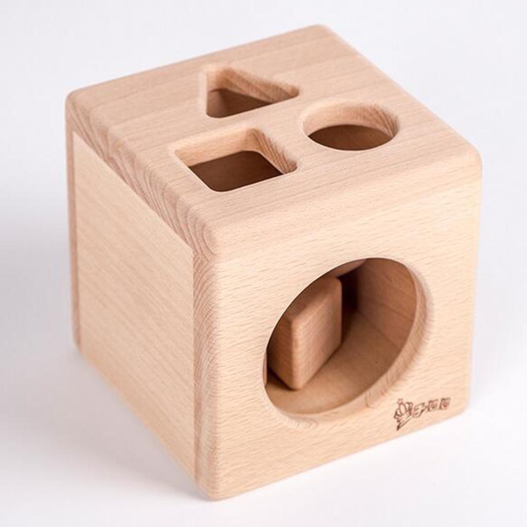 Wooden Shape Sorter Box - Baby Geometric Building Block Sorting & Matching Game Toys Early Shapes Cognitive Learning