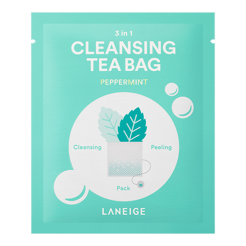 Combo 2 túi trà rửa mặt làm sạch bã nhờn 3 trong 1 Laneige 3 in 1 Cleansing Tea Bag Peppermint 2g (2g x 2 gói)