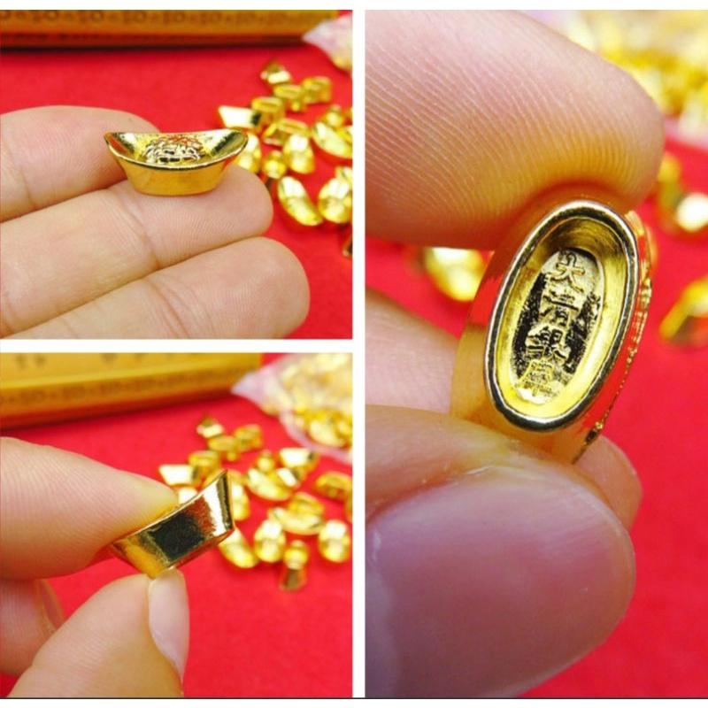 bộ 10 Thỏi vàng Thần Tài đồng mạ vàng tài lộc giàu có 2*1cm phong thủy chiêu tài