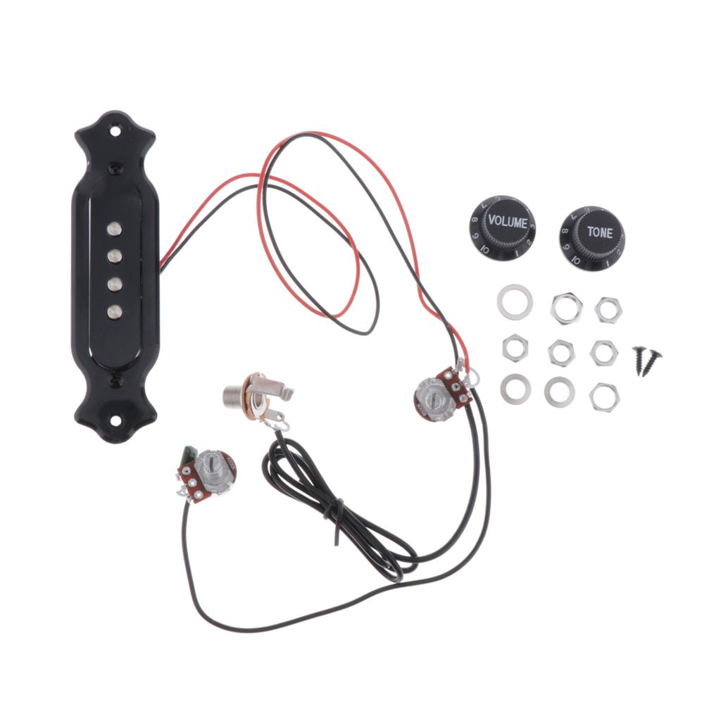 Sunnimix Nhựa Đơn Phối Xanh Soundhole Pickup Dây Điện Có Thể Tích Màu Núm Ty Cho 4 Dây Đàn Guitar Điện Phần