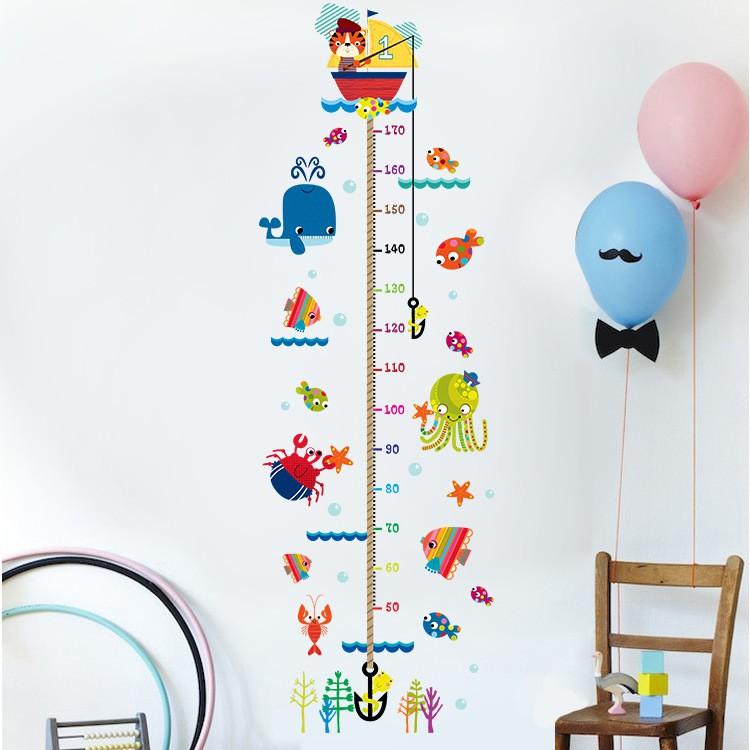 Tranh Decal Trang Trí Dán Tường Hình Cá Đo Chiều Cao Cho Bé T06