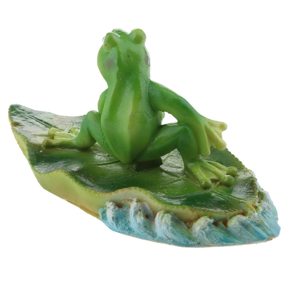 Summer Water Surffing Lotus Leaf Frog Statue Ornament Bathtub Animal