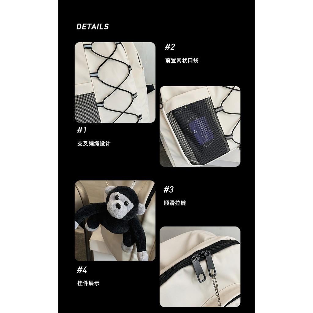 Balo unisex phong cách đường phố có dung tích lớn có dây phản quang