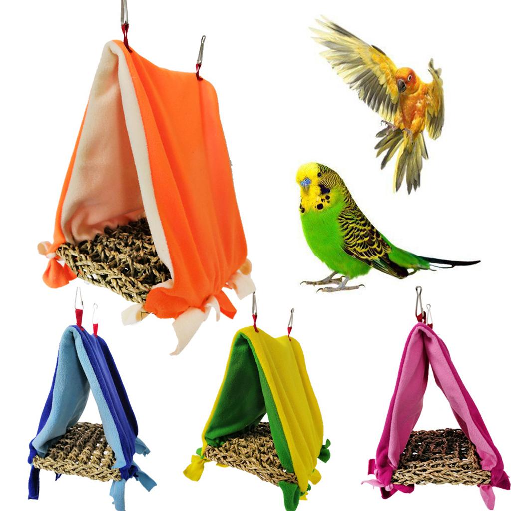 Bird Parrot Perch Tent Triangle Hammock Nest Bed Blue