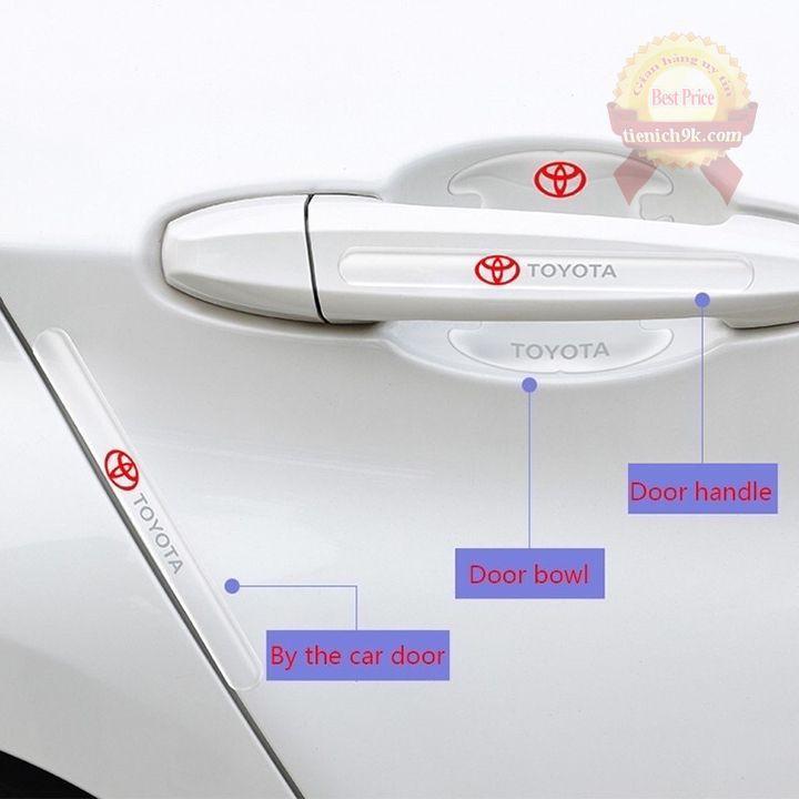Bộ 8 Miếng Dán Silicon Chống Xước Hõm Cửa, Tay Nắm Cửa, Gương Có Logo Hãng Xe