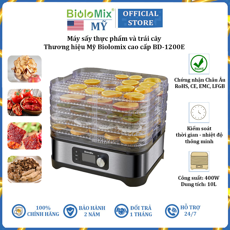 Máy sấy thực phẩm Biolomix BD-1200E 10 Lít BPA FREE Công suất 400W - Hàng Chính Hãng