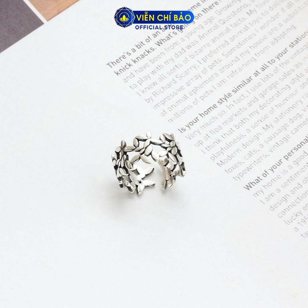 Nhẫn bạc nữ hình hoa lá bản hở chất liệu bạc Thái 925 trẻ trung cá tính thương hiệu Viễn Chí Bảo N000026