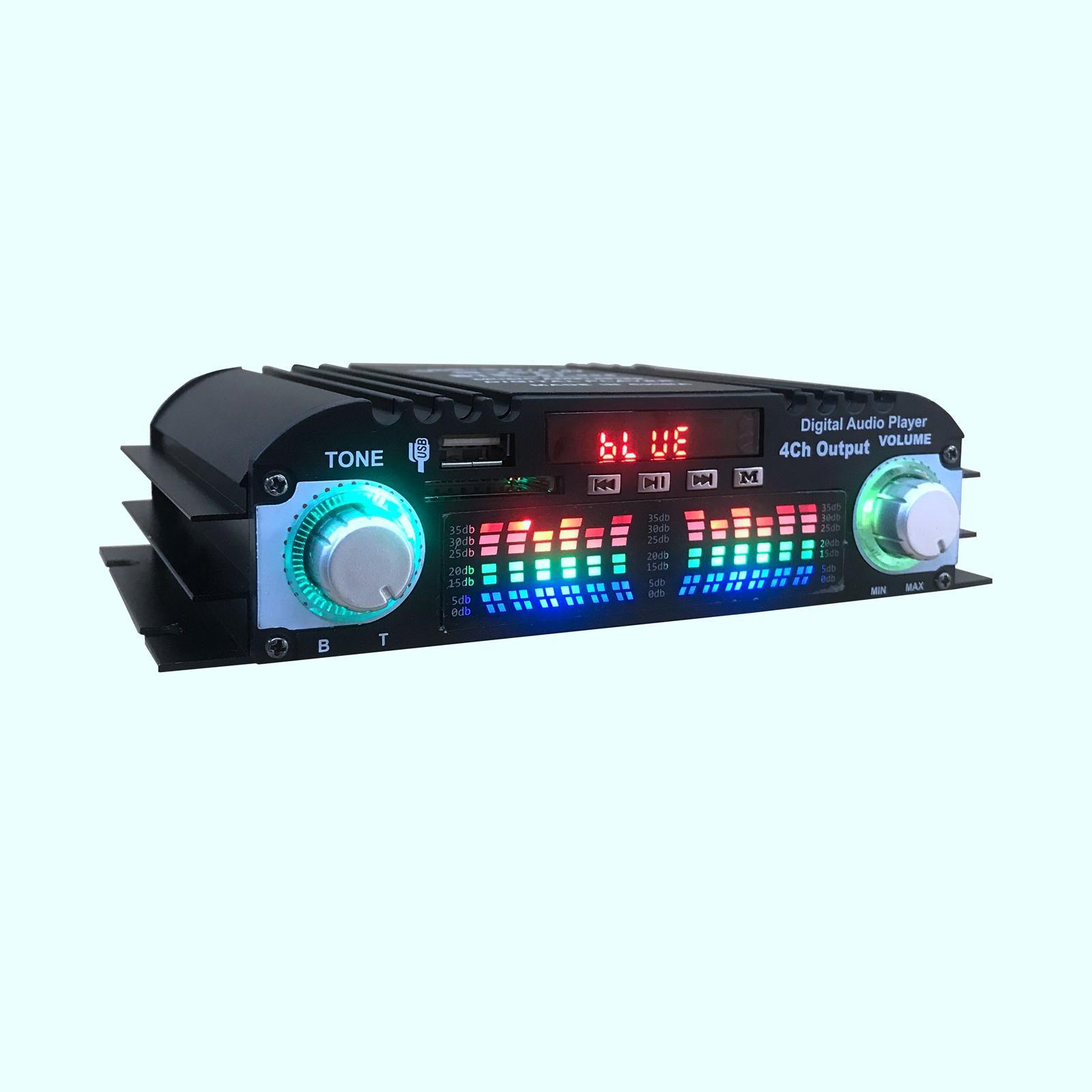 HiFi Stereo Power Amplifier 4 CH  USB FM Radio Audio Receiver for Bar Home