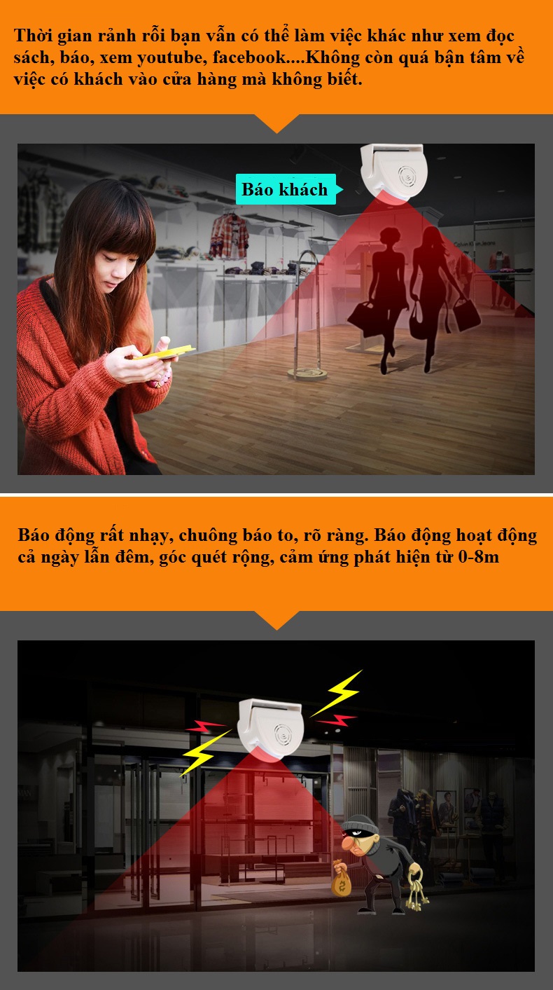 Báo khách báo trộm hồng ngoại thông minh V3-