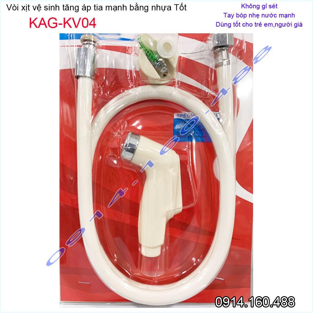 Vòi xịt bồn cầu KAG-KV04 màu kem, vòi xịt rửa ấn tay nhà tắm, vòi xịt vệ sinh tia nước mạnh siêu sạch sử dụng tốt