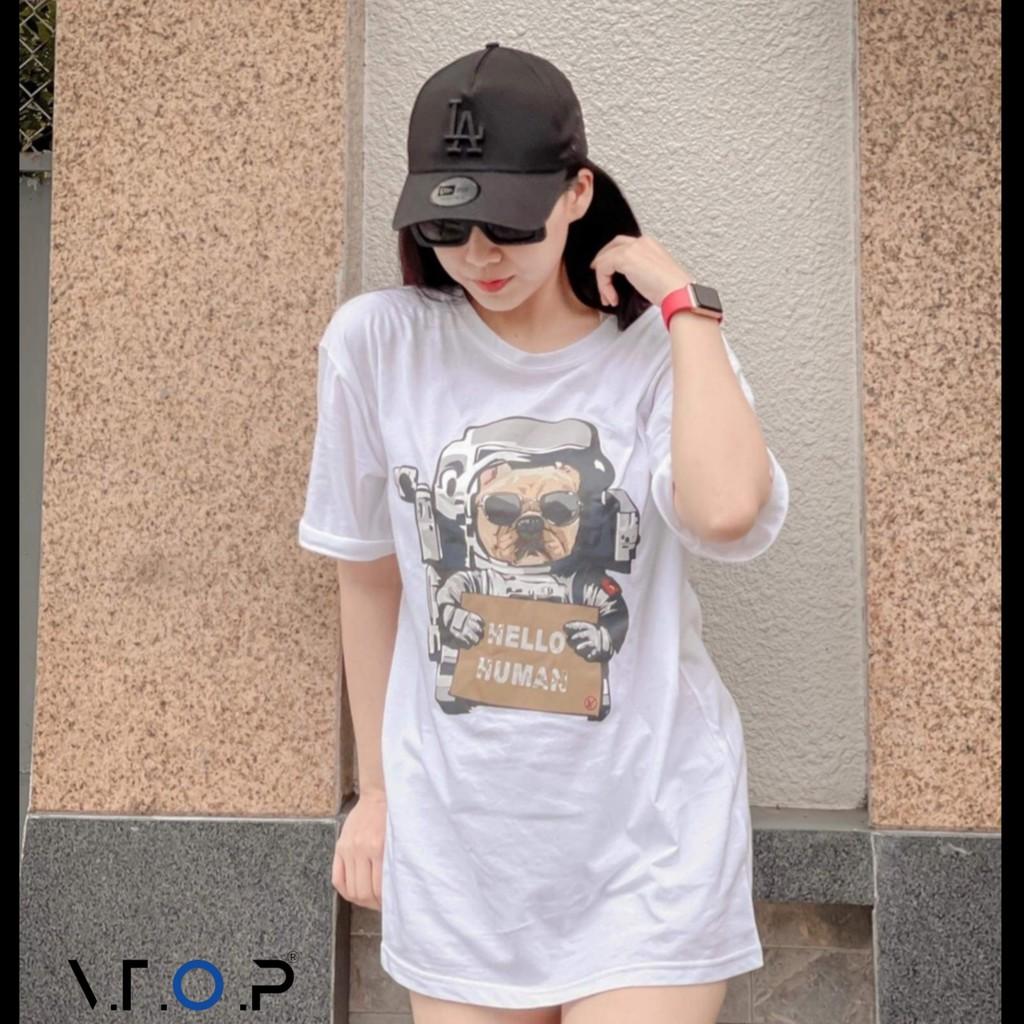 Áo thun nam nữ unisex Hello Human oversize