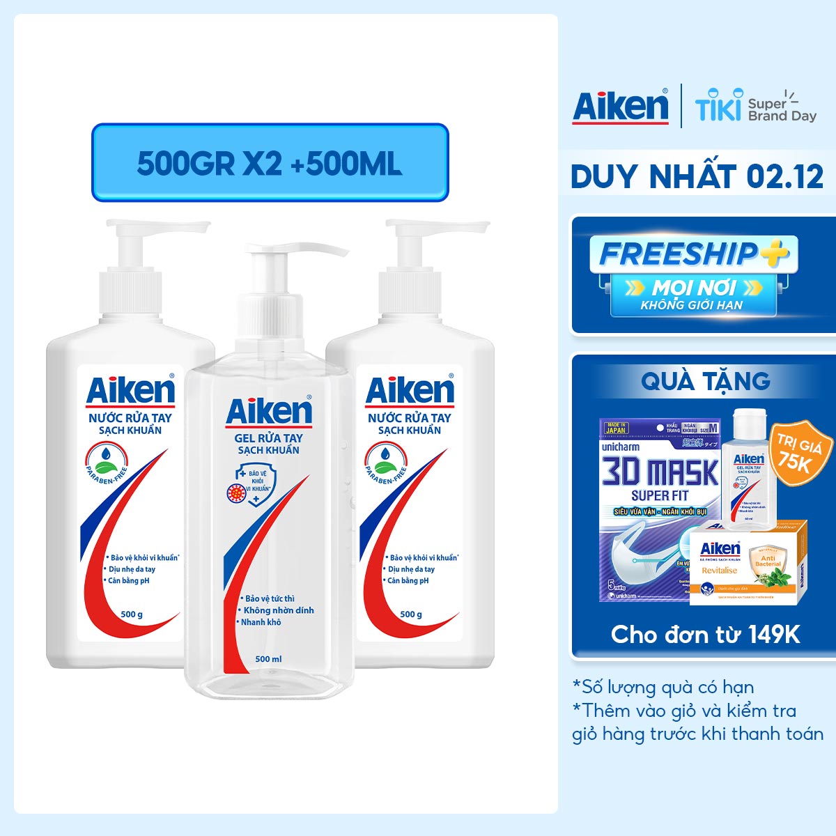 Combo gia đình sạch khuẩn Aiken số 3