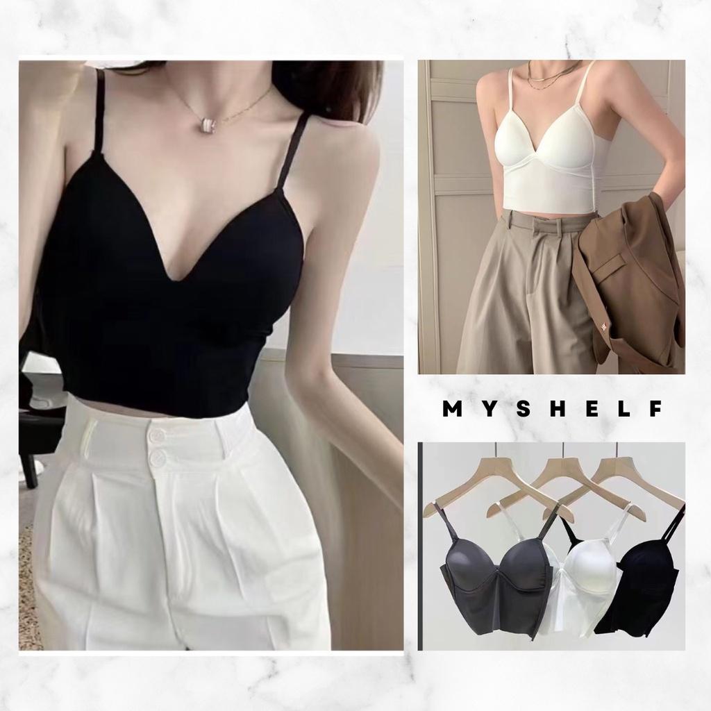 M47. Áo bra su trơn, áo 2 dây croptop kiểu nữ đẹp sang chảnh 2022 có sẵn mút ngực