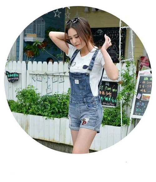 Quần Yếm Jean Nữ Wash Rách Thời Trang