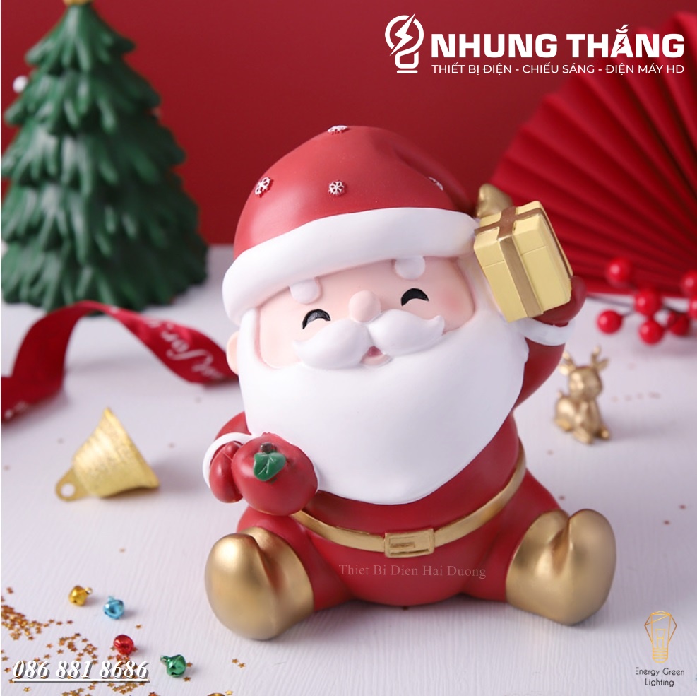 Quà Tặng Giáng Sinh - Mô Hình Ông Già Noel Cầm Hộp Quà Dễ Thương - Trang Trí Giáng Sinh