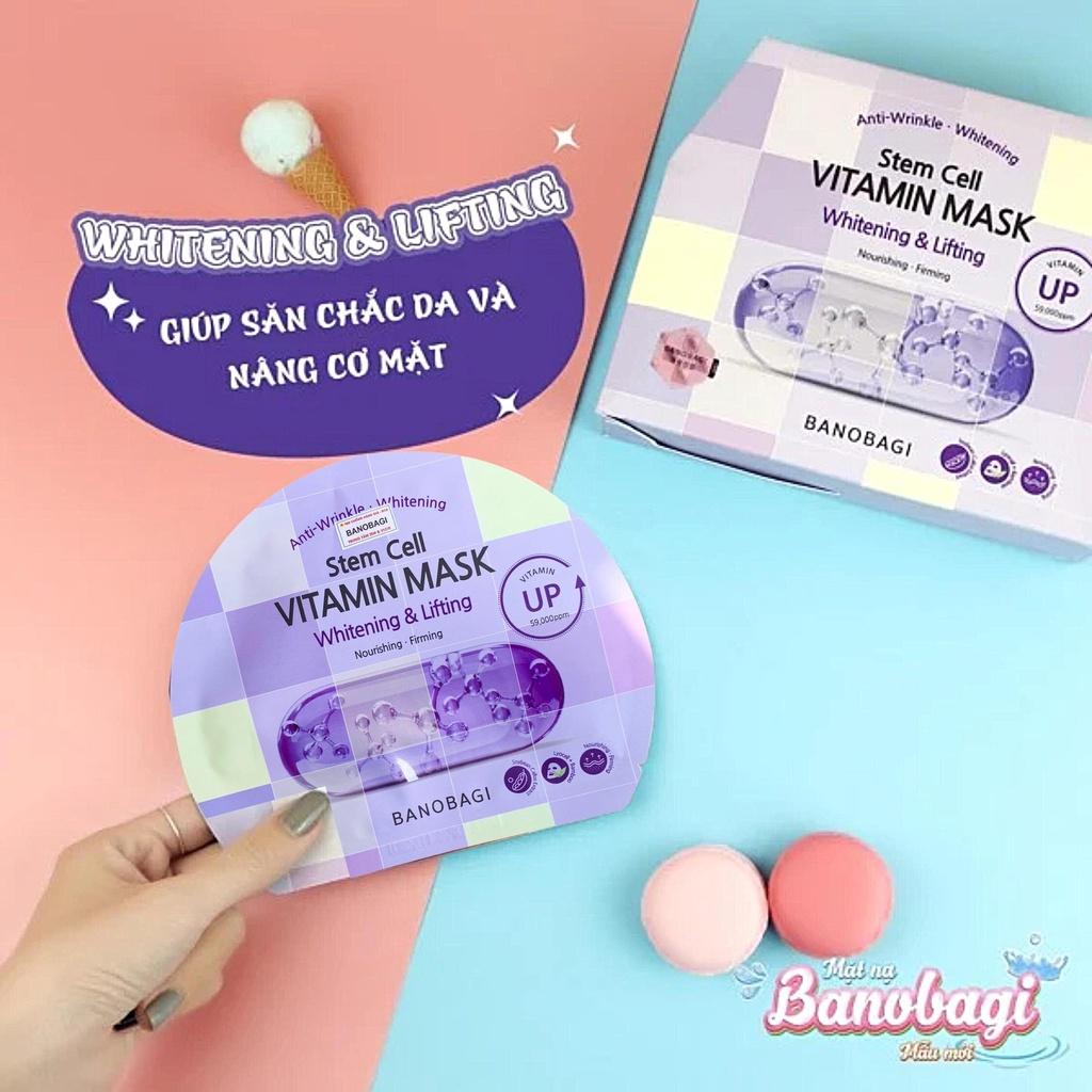 Hộp 10 Mặt Nạ Giấy Banobagi Stem Cell Vitamin Mask Whitening & Lifting 30ml/Miếng
