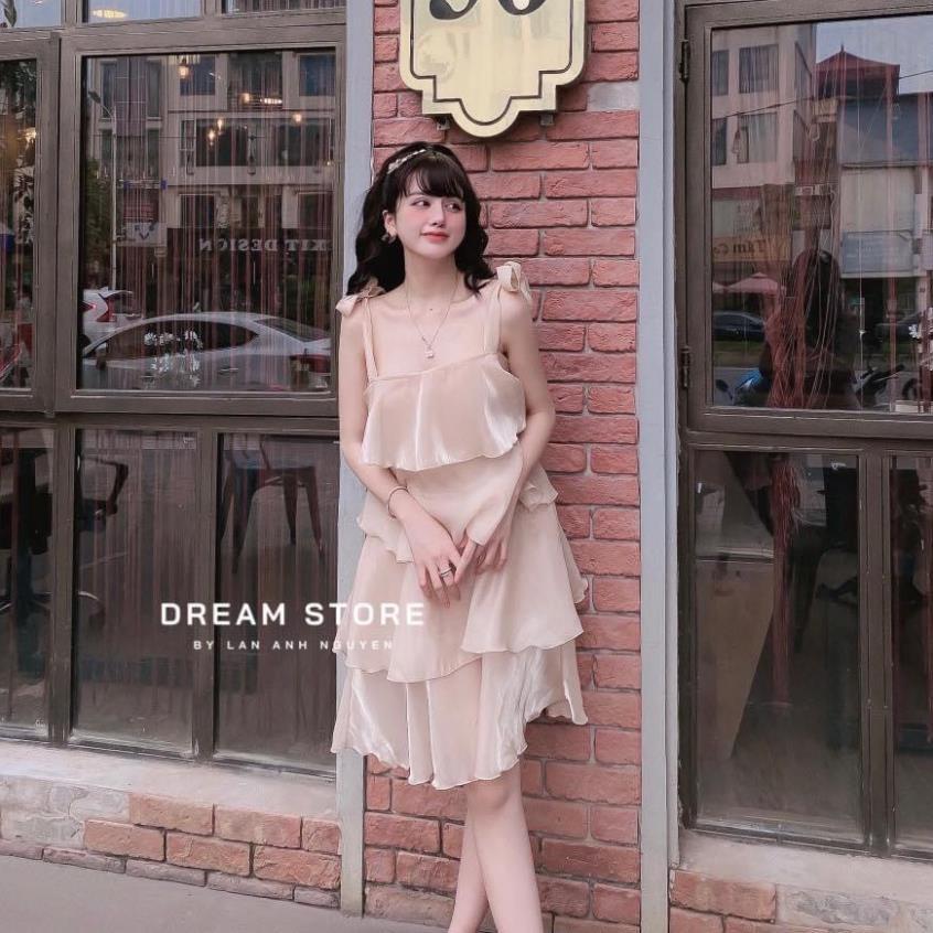 Váy Tơ Bèo Tầng Hai Dây Cực Xinh Cực Bánh Bèo