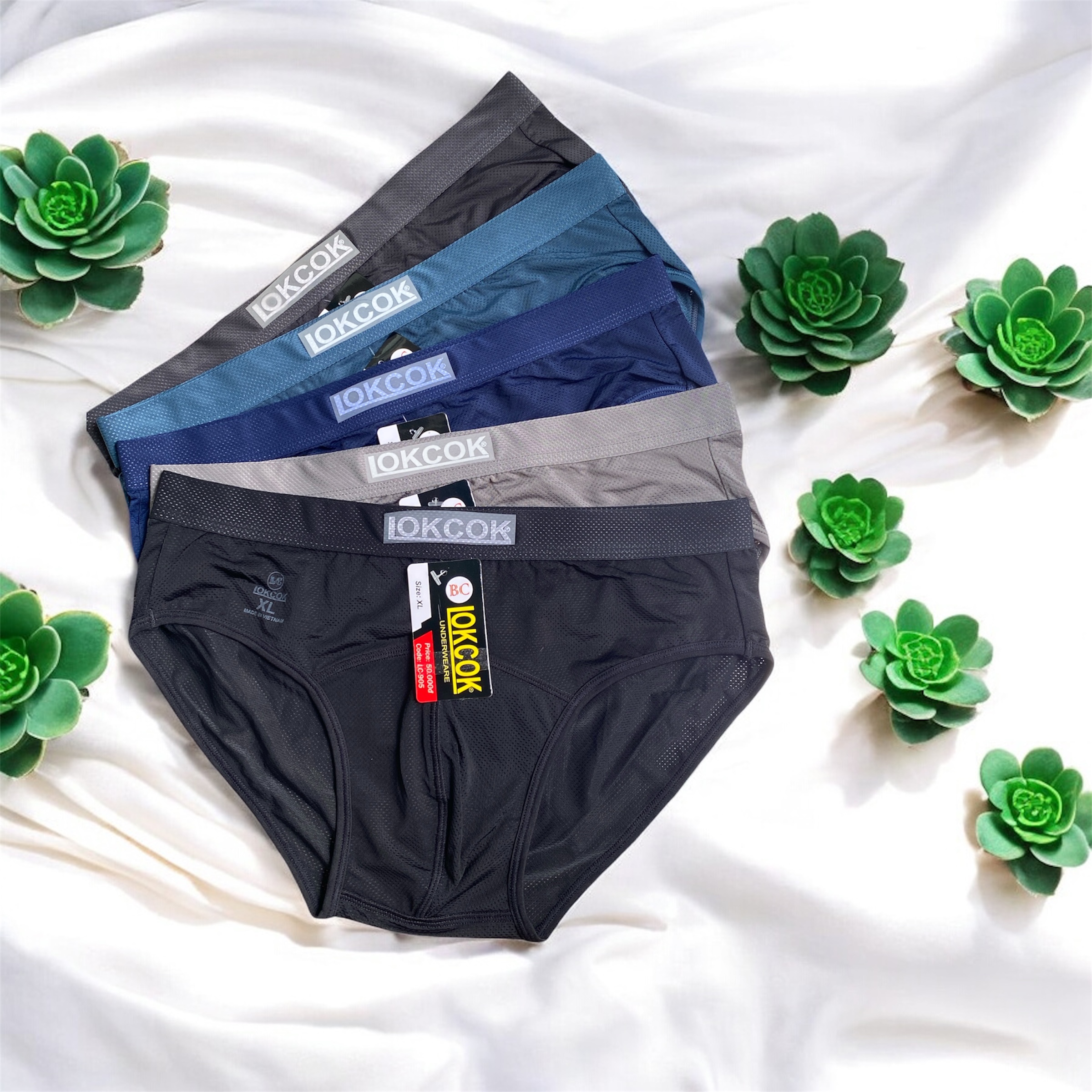 Combo 5 Quần Lót Nam Thun Lạnh Thông Hơi Trơn LokCok 905 Size M-3XL