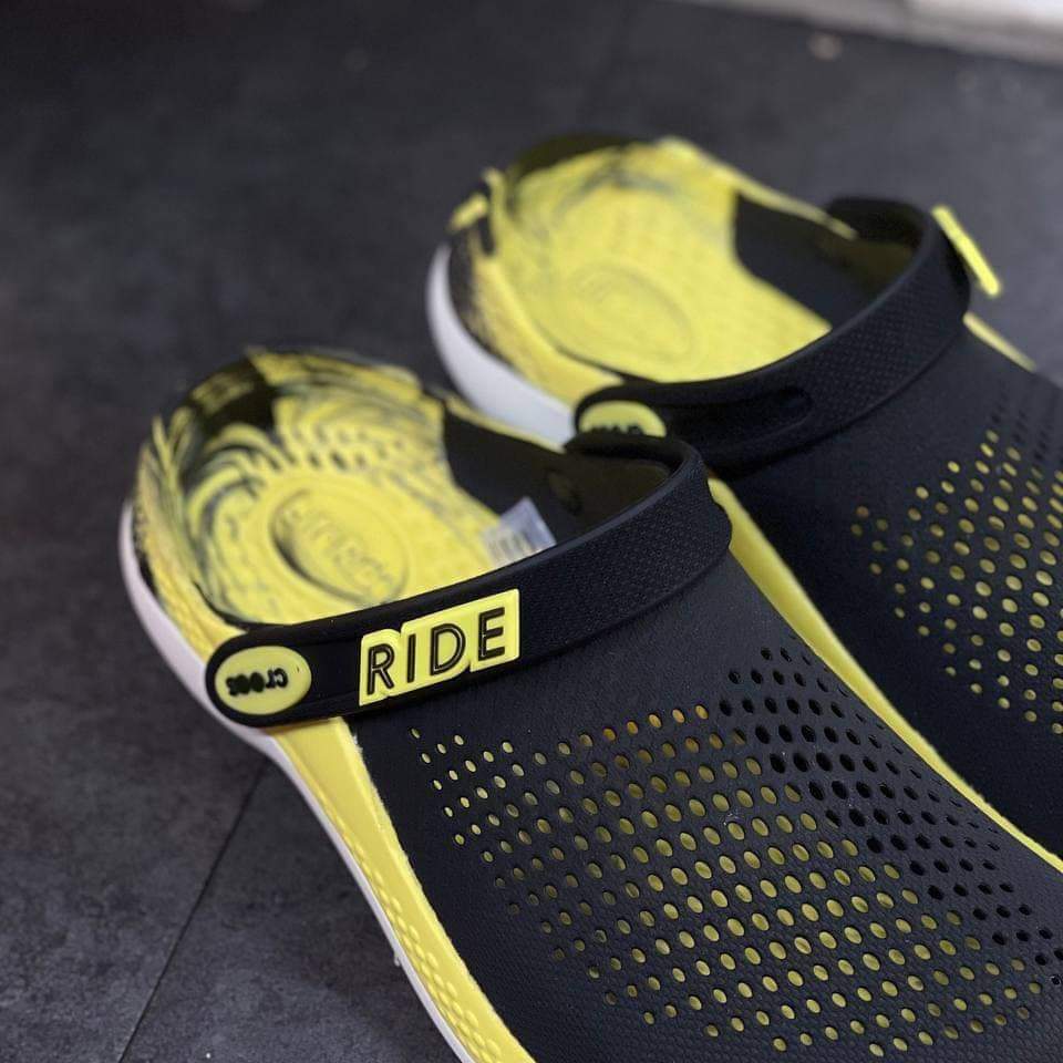 Dép sục nhựa Cross 360 Literide clog màu đen vàng, mãu mới, dáng thể thao dành cho nam nữ