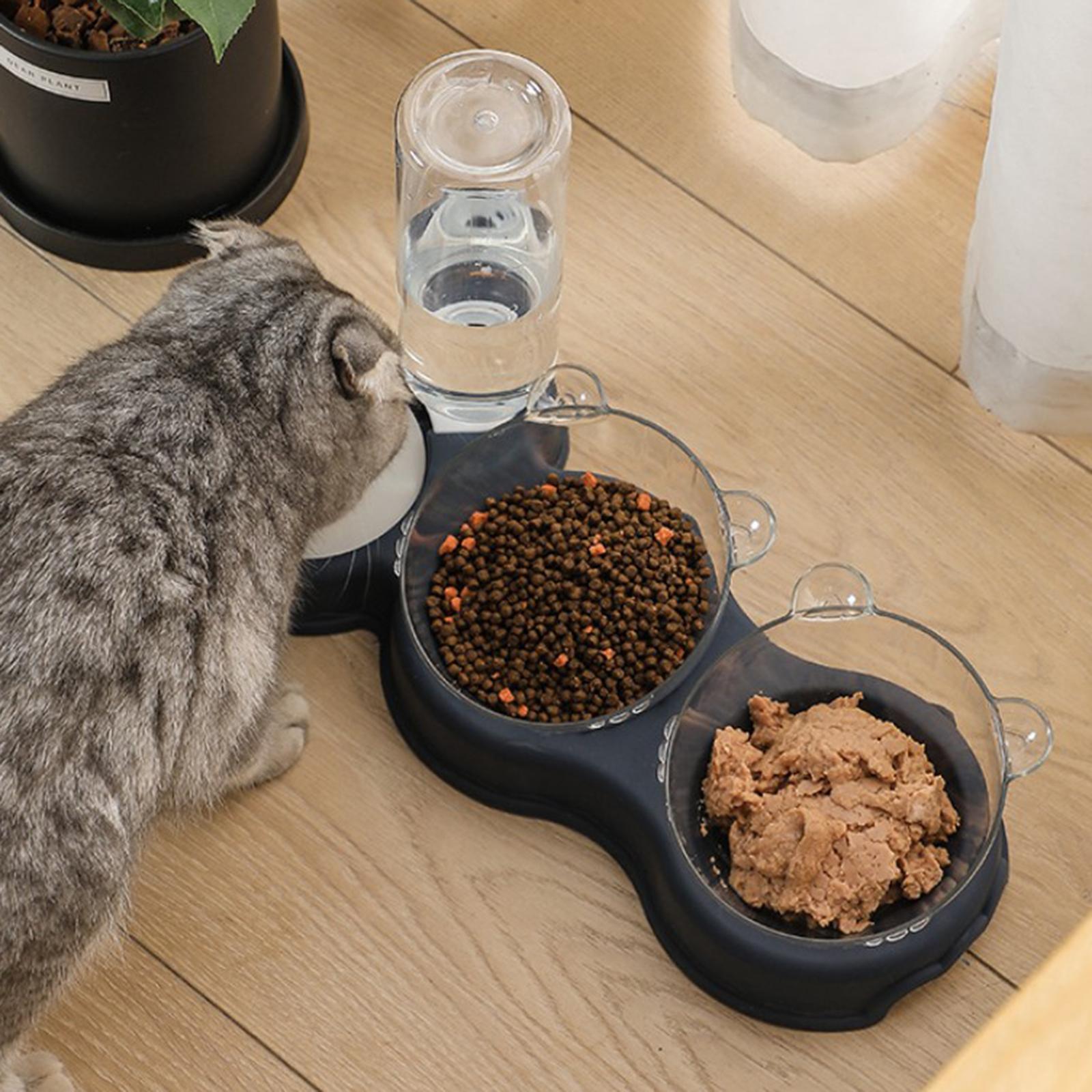 Double Bowl  Feeder Auto Removable for Pet Watering Bowl Dispenser Blue