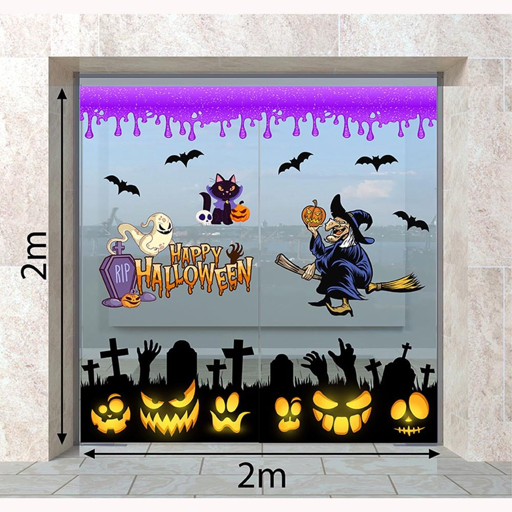 DECAL TRANG TRÍ HALLOWEEN 2022 COMBO PHÙ THỦY BAY LƯỢN