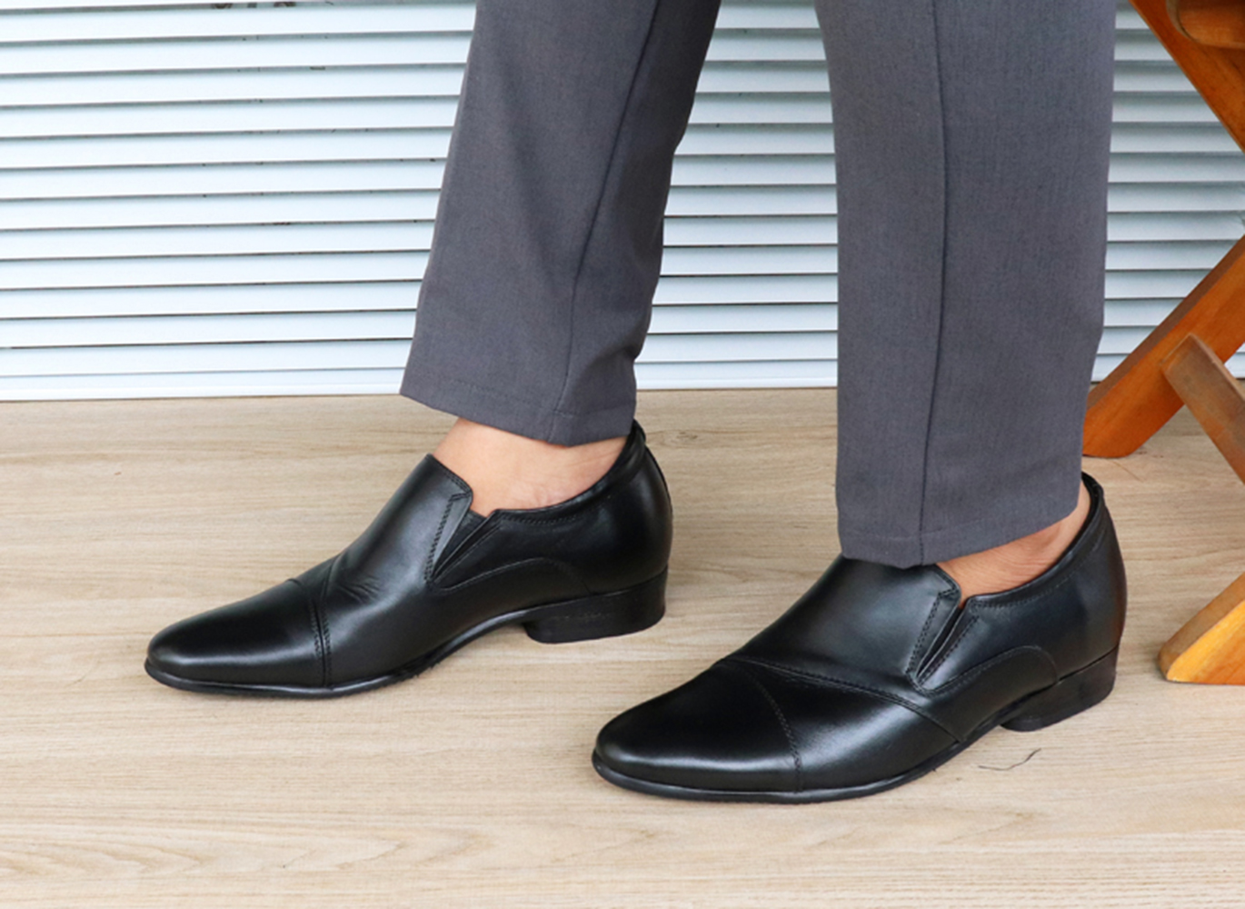 GIÀY TĂNG CHIỀU CAO GIÀY CAO DÀNH CHO NAM GIỚI S975 ĐEN TRƠN - CAO 6CM GIÀY ĐỘN NAM CAO VƯỢT TRỘI