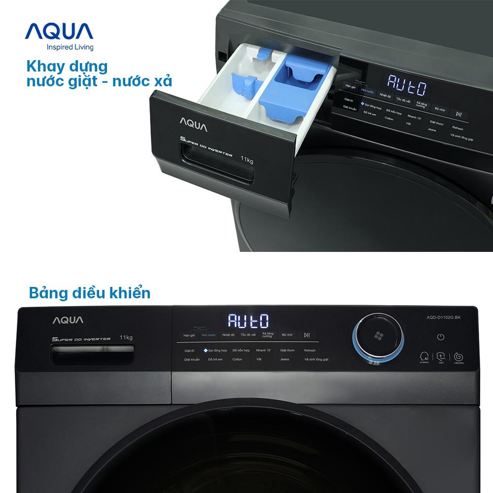 Máy giặt cửa trước Aqua 11kg AQD-D1102G.BK - Hàng chính hãng - Chỉ giao HCM, Hà Nội, Đà Nẵng, Hải Phòng, Bình Dương, Đồng Nai, Cần Thơ