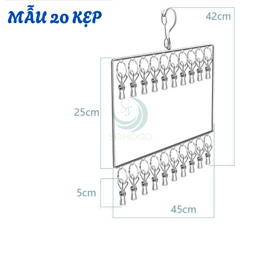 Giá Treo Đồ Inox 20-30-40 Kẹp Treo Đa Năng Móc Treo Phơi Đồ Inox Chống Gỉ Nhiều Kẹp Khung Móc Treo Quần Áo Inox Tiện Lợi Giá Treo Đồ Gấp Gọn, Siêu Tiết Kiệm Diện Tích
