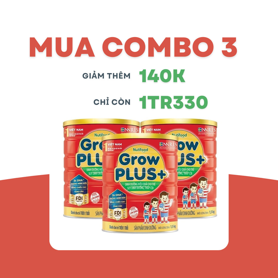 Sữa Bột Nutifood GrowPLUS+ Suy Dinh Dưỡng 1.5kg - Tăng Cân, Tăng Chiều Cao