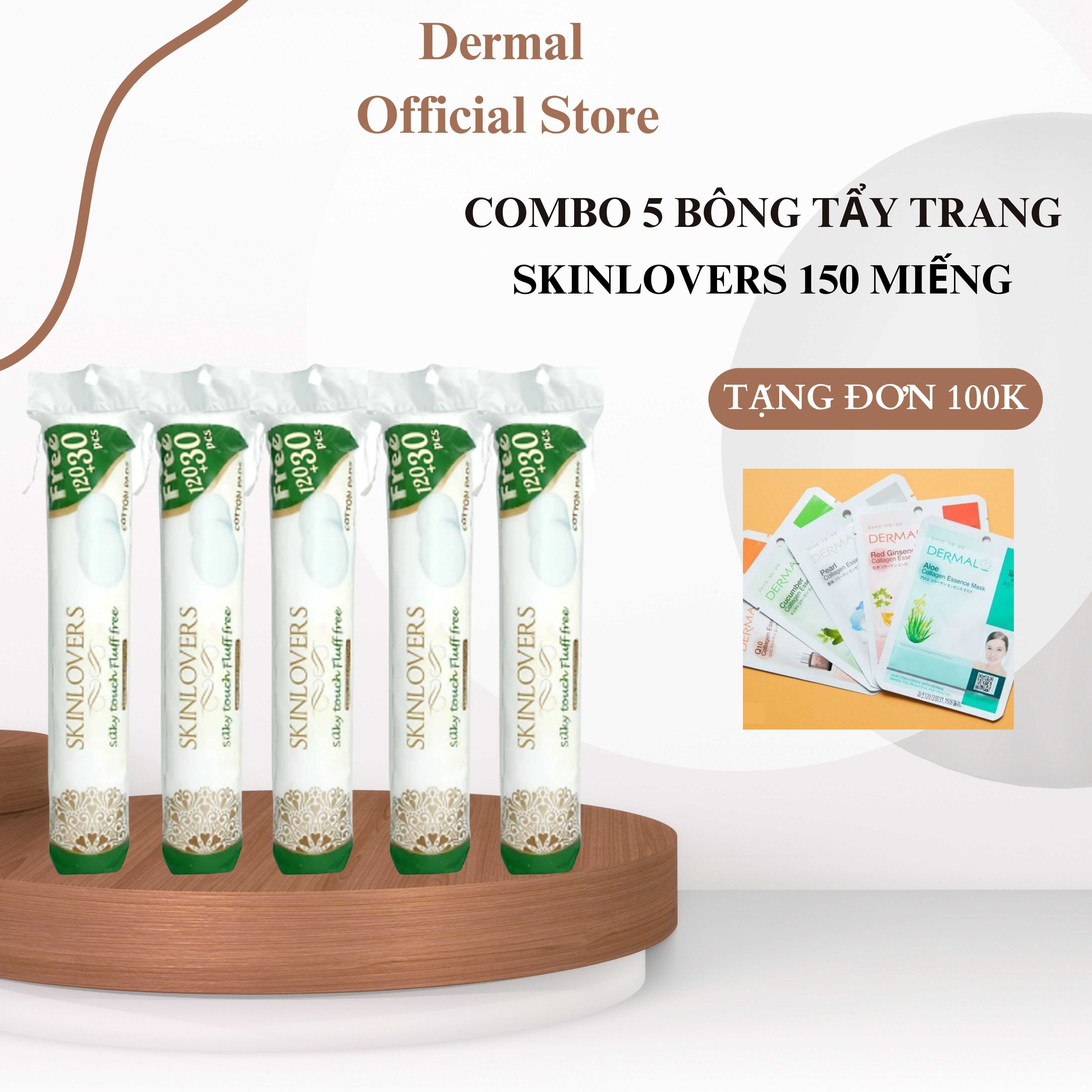 Combo 5 gói bông tẩy trang Skinlovers 150 miếng