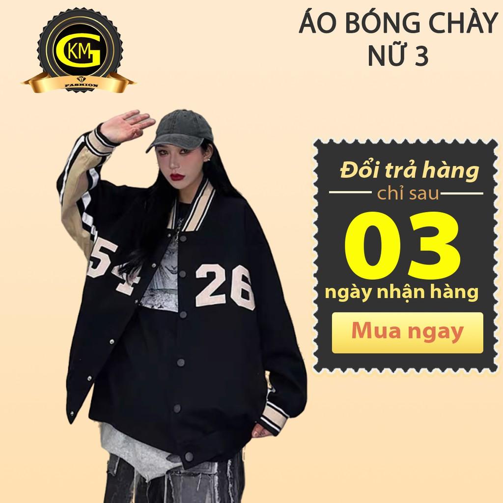 Áo khoác bomber bóng chày nữ 5426 dáng rộng unisex