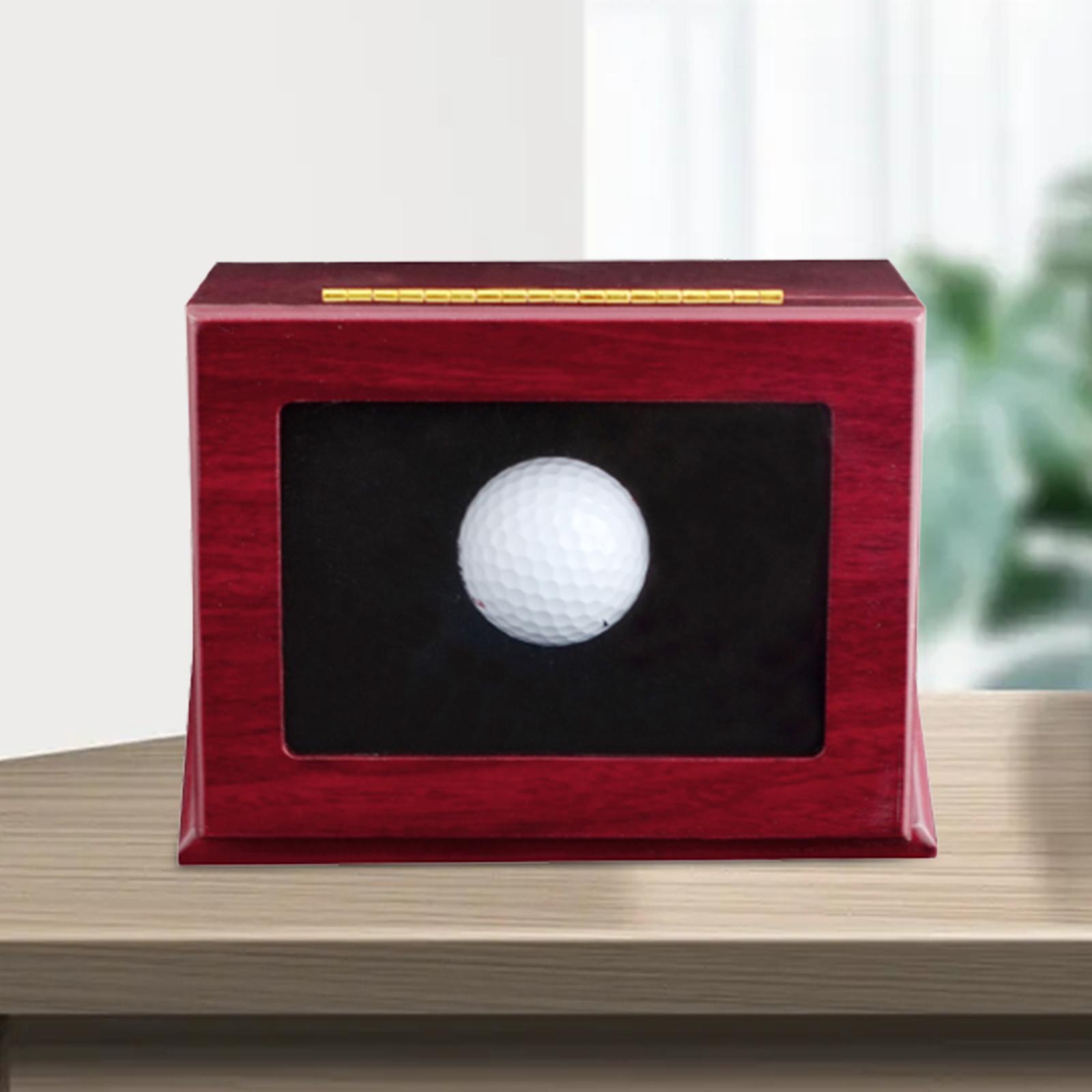 Golf Ball Display Case with Transparent Window Wood Golf Ball Storage Box