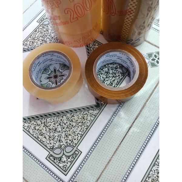 Băng keo dán thùng 200 yard trong, đục lõi mỏng