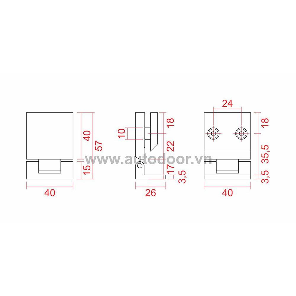 Bản lề kẹp kính kính 180o-2212