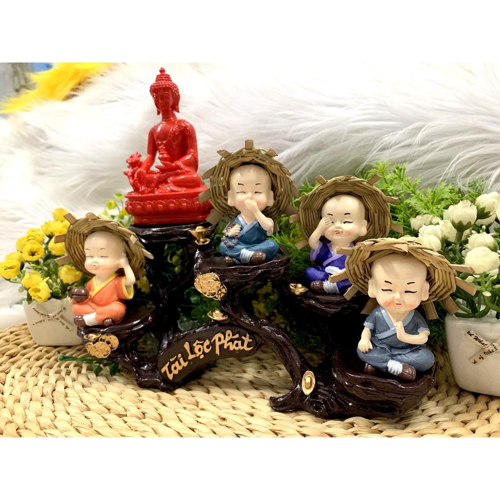 Full Set Phật Thích Ca cùng các chú tiểu Tứ Không tọa đế Tài Lộc Phát