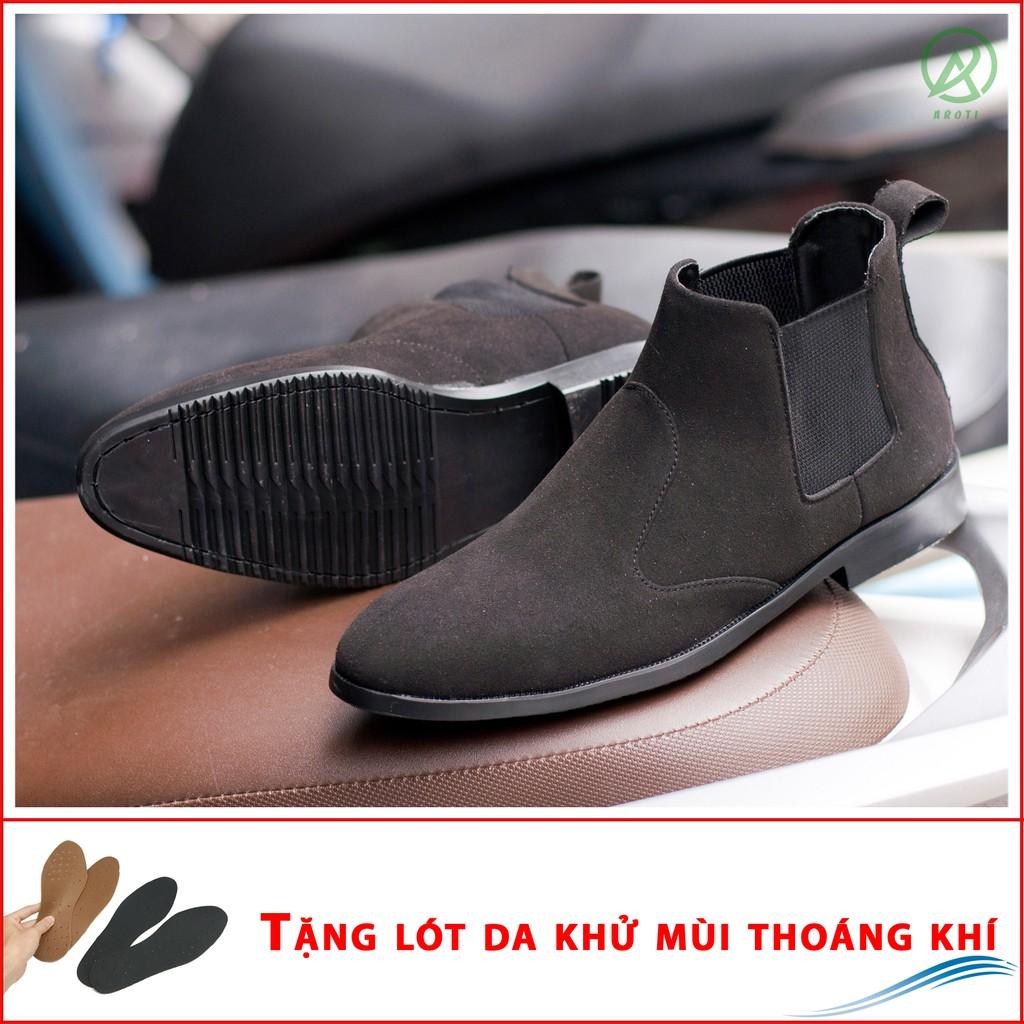 Giày Chelsea Boot Cổ Chun Da Búc Màu Đen Cực Đẹp - CB520-bucdenchun(L)-Kèm Lót Da Khử Mùi Thoáng Khí