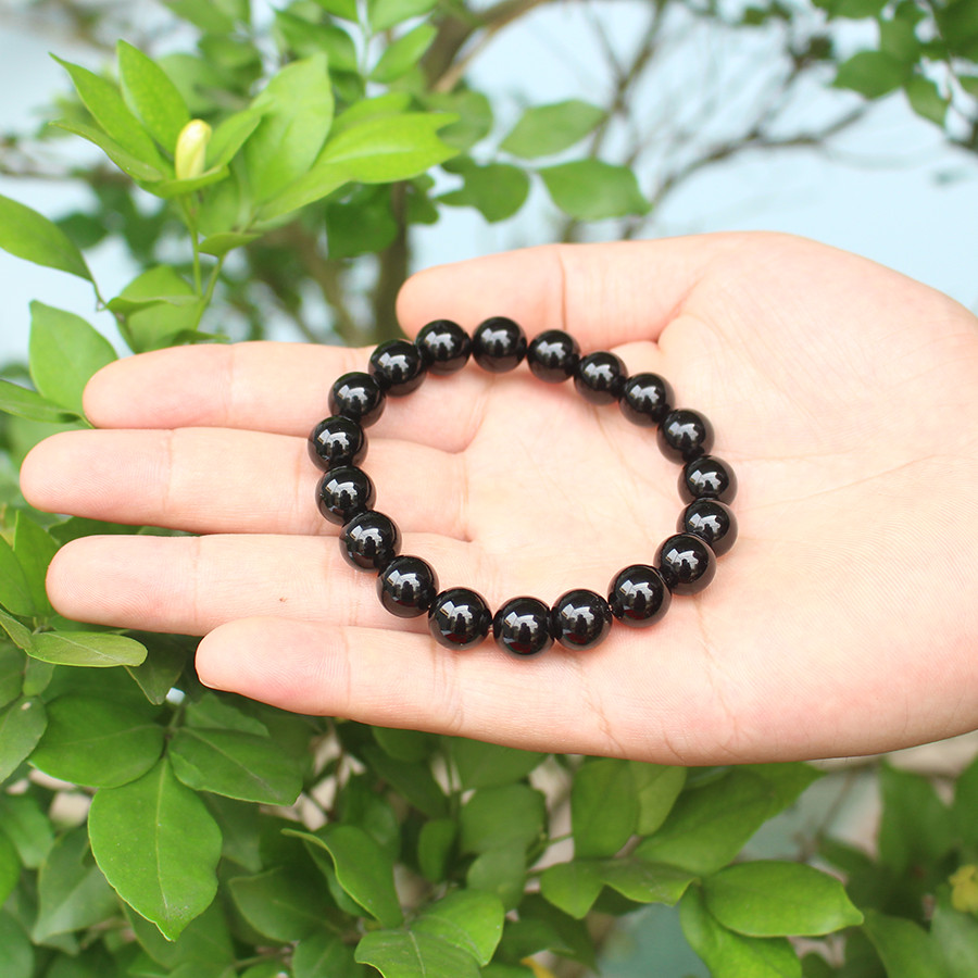 Vòng tay Đá Núi Lửa Obsidian tự nhiên cho Tuổi Dậu 10ly AKO5