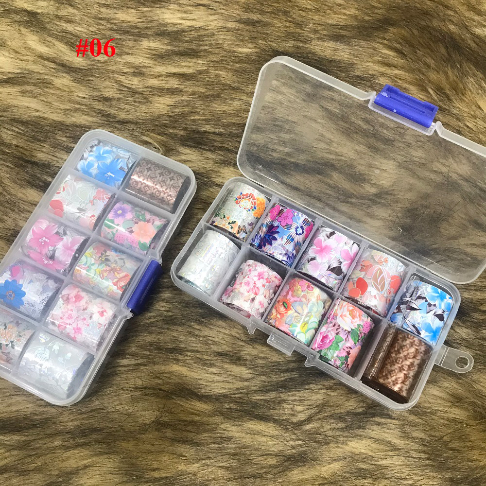 Set 10 Cuộn Giấy Foil Trang Trí Móng, Với Mẫu Mã Phong Phú, Màu Sắc Và Họa Tiết Để Tạo Nhiều Phong Cách Móng Đẹp, Trẻ Trung, Năng Động, Thiết Kế Thời Trang, Dễ Sử Dụng