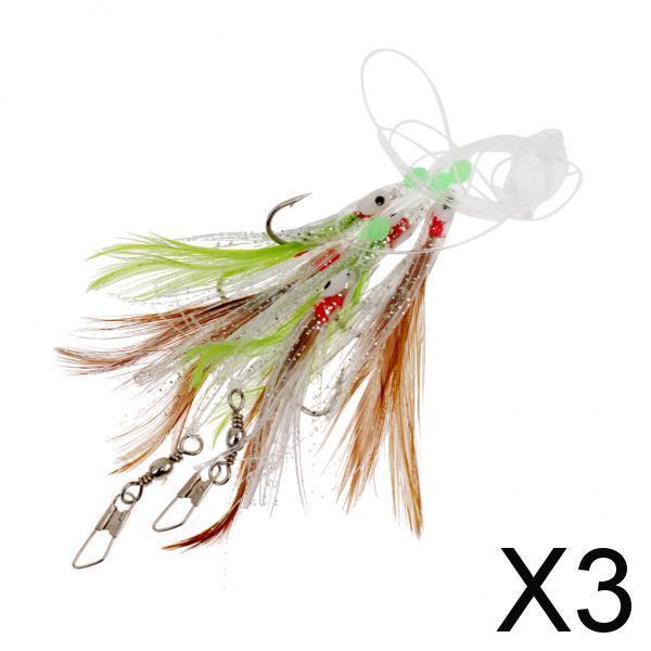 3xSabiki Fishing Lure Rigs Bait Jigs Lure Soft Lure String Crystal Barbed Hook