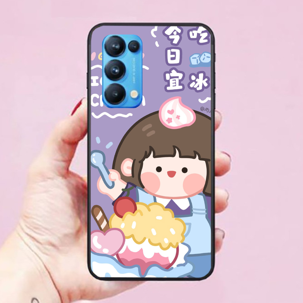 Ốp lưng điện thoại dành cho Oppo Reno 5 Hình Cô Bé Dễ Thương