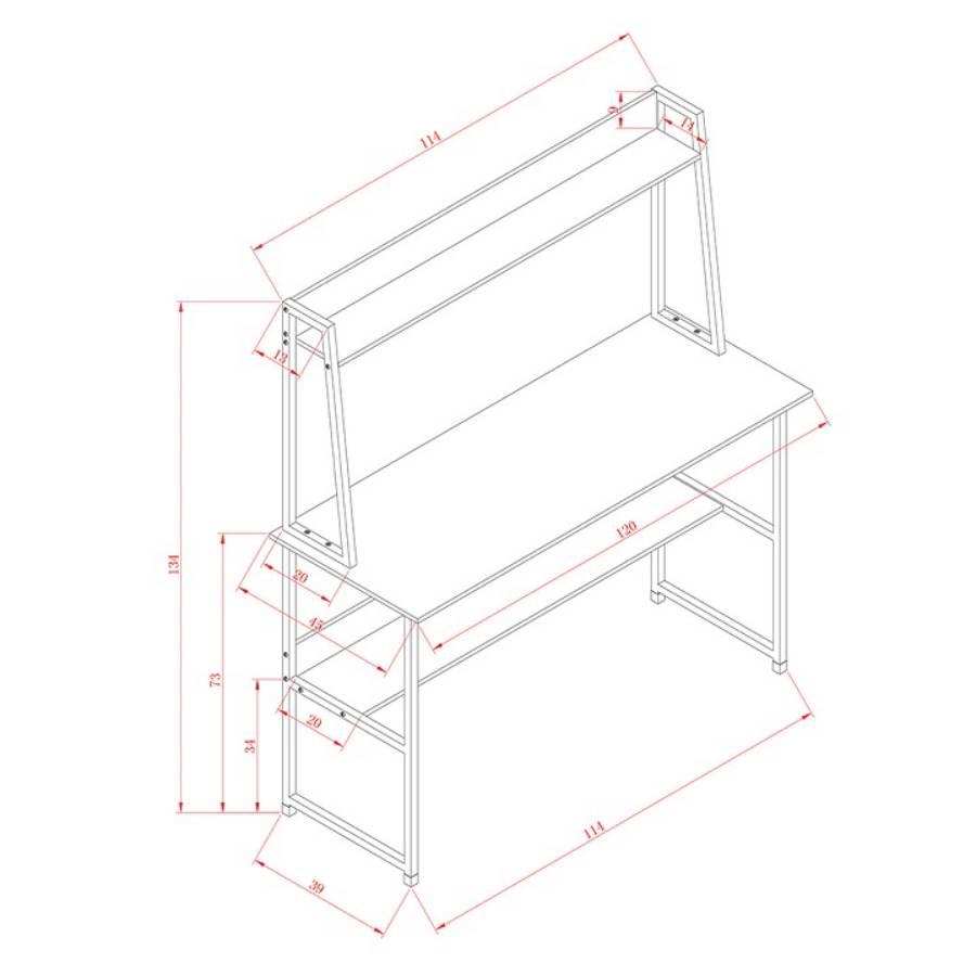 Bàn làm việc, bàn học sinh liền kệ 1m2x45x1m34