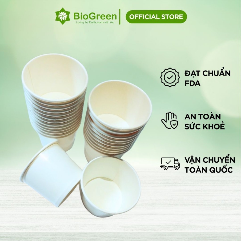 50 tô giấy trắng (260gsm) 12oz - 360ml, 16oz - 450ml, 32oz - 946ML dùng một lần có nắp, đựng kem, cháo, súp cua