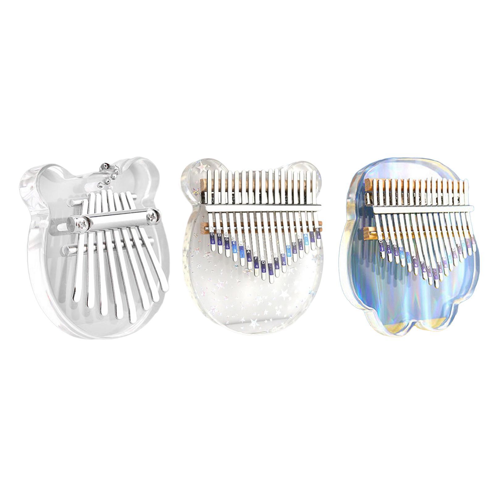17 Keys Acrylic Kalimba Thumb Piano Finger Mbira Keyboard Music Instrument Tool for Kids Adults Beginners